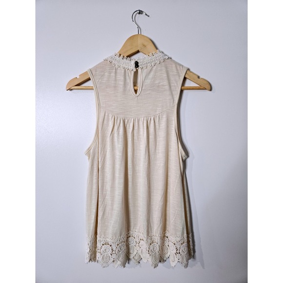 Clover + Scout Women's Cream Lace Sleeveless Blouse Boho Summer Tank Top Size M - Picture 3 of 6
